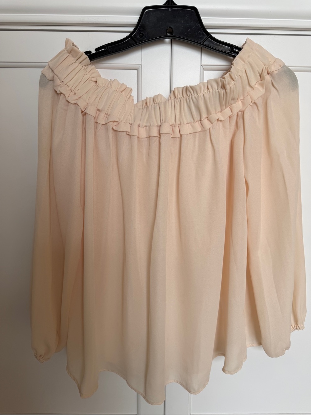 entro Cream Ruffled Off-Shoulder Blouse- Small